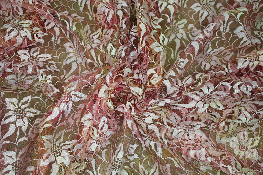 Printed Lace Fabric - Pink / Multi, image 2 of 9
