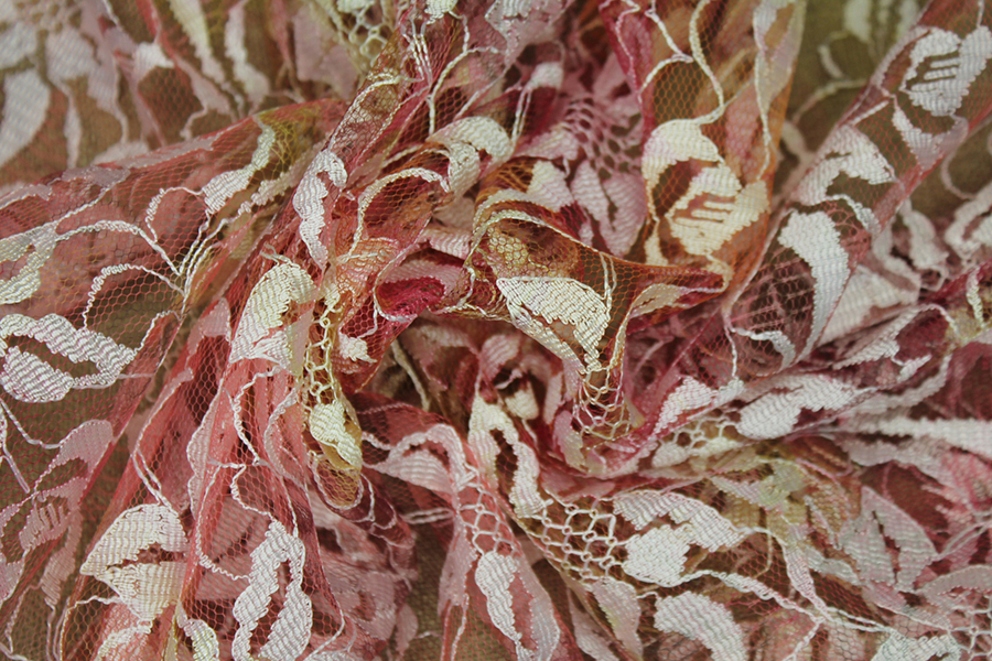 Printed Lace Fabric - Pink / Multi, image 3 of 9