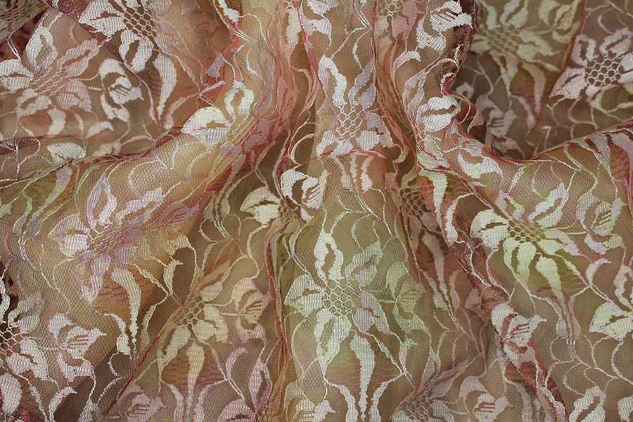 Printed Lace Fabric - Pink / Multi, image 6 of 9