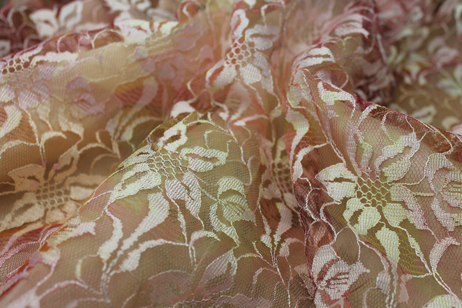 Printed Lace Fabric - Pink / Multi