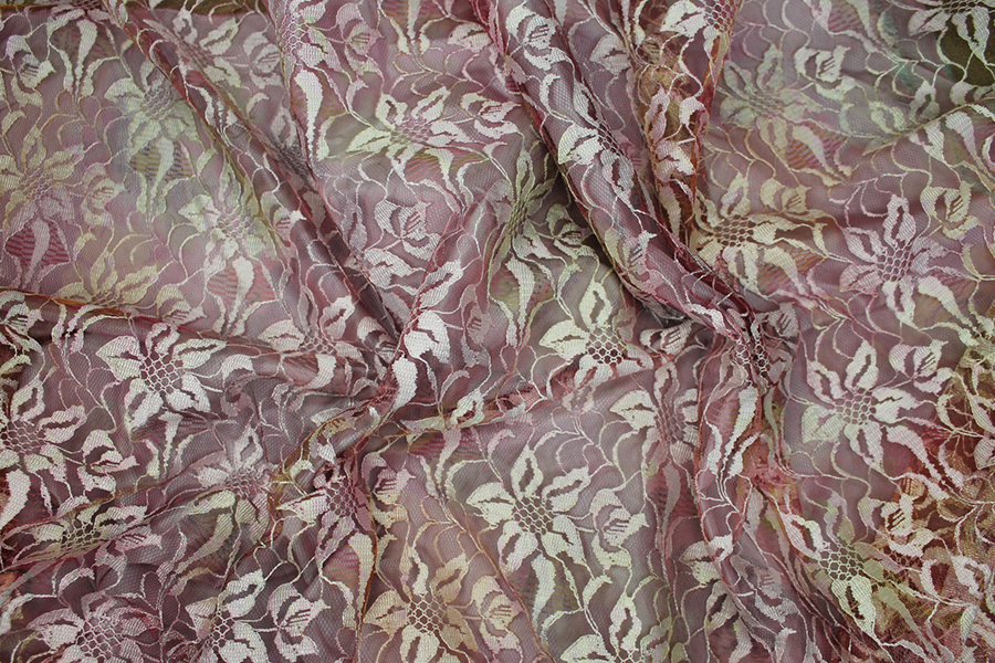 Printed Lace Fabric - Pink / Multi, image 4 of 9