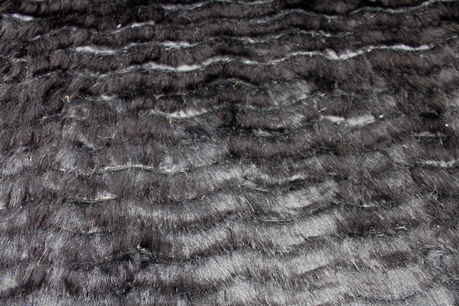 Cut Faux Fur Strips on Habotai - Black on Black fabric, image 5 of 6