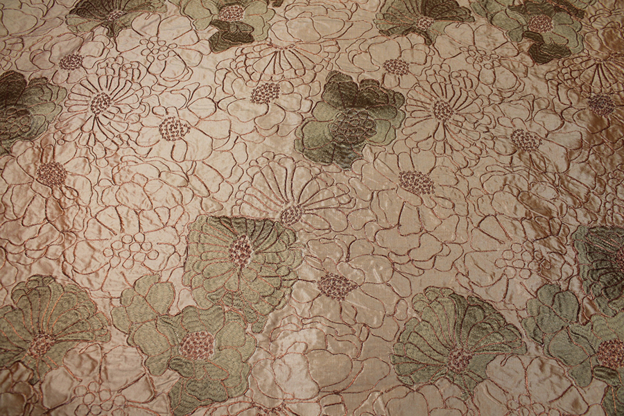 Corded Flower Embroidery - Pale Orange fabric, image 2 of 5