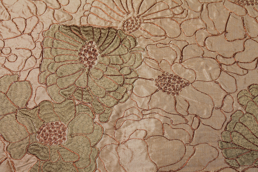 Corded Flower Embroidery - Pale Orange fabric, image 4 of 5