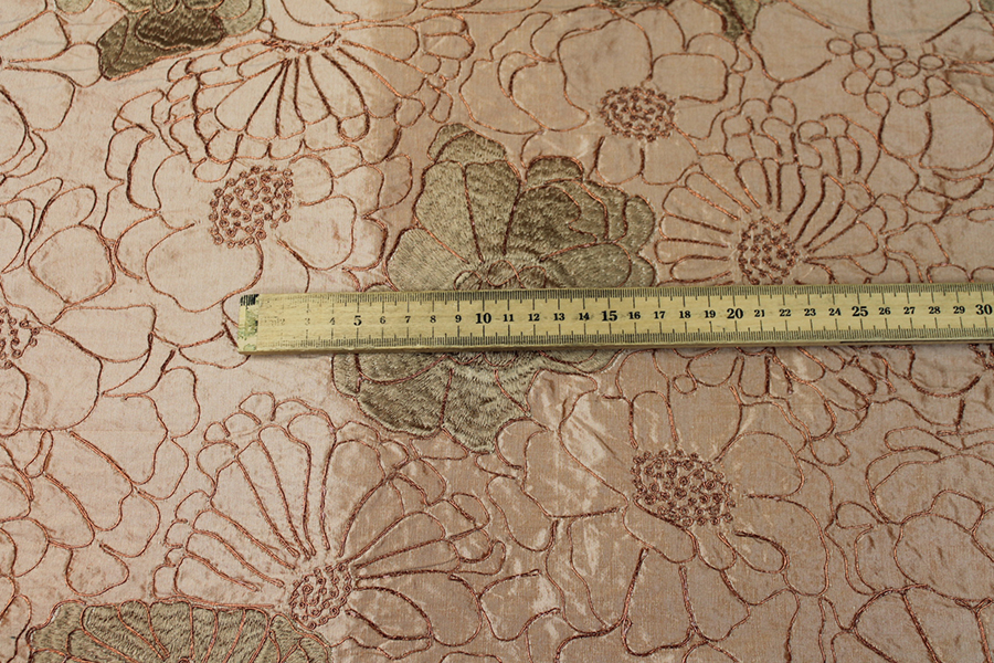 Corded Flower Embroidery - Pale Orange fabric, image 5 of 5