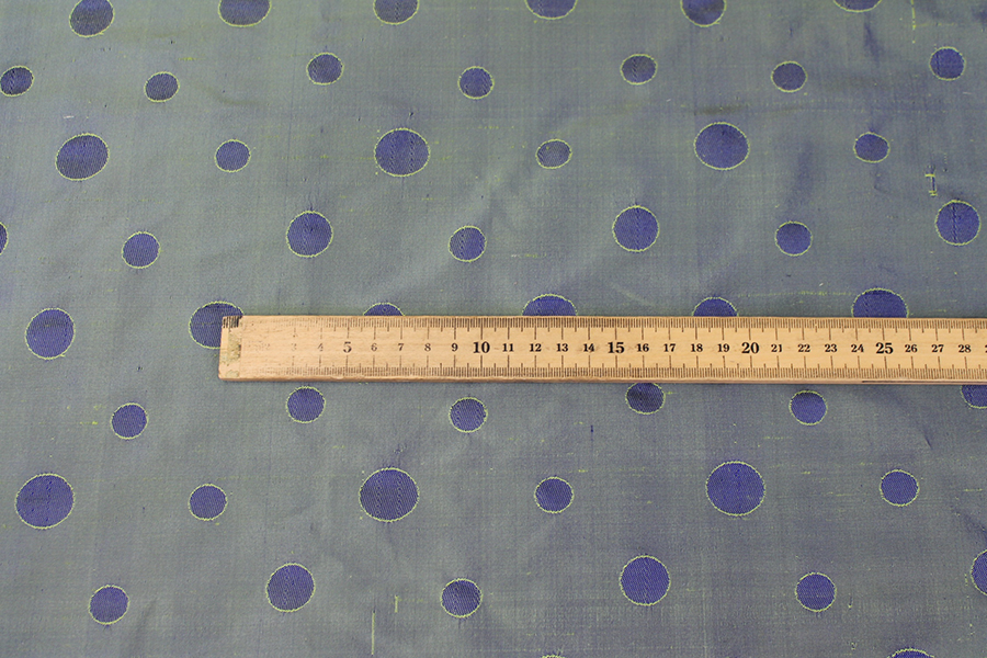 Polka Dot / Spot Silk Dupion - Reversible Blue / Green fabric, image 3 of 5