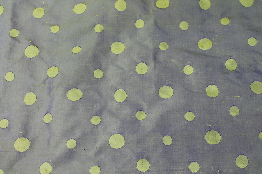 Polka Dot / Spot Silk Dupion - Reversible Blue / Green fabric, image 2 of 5