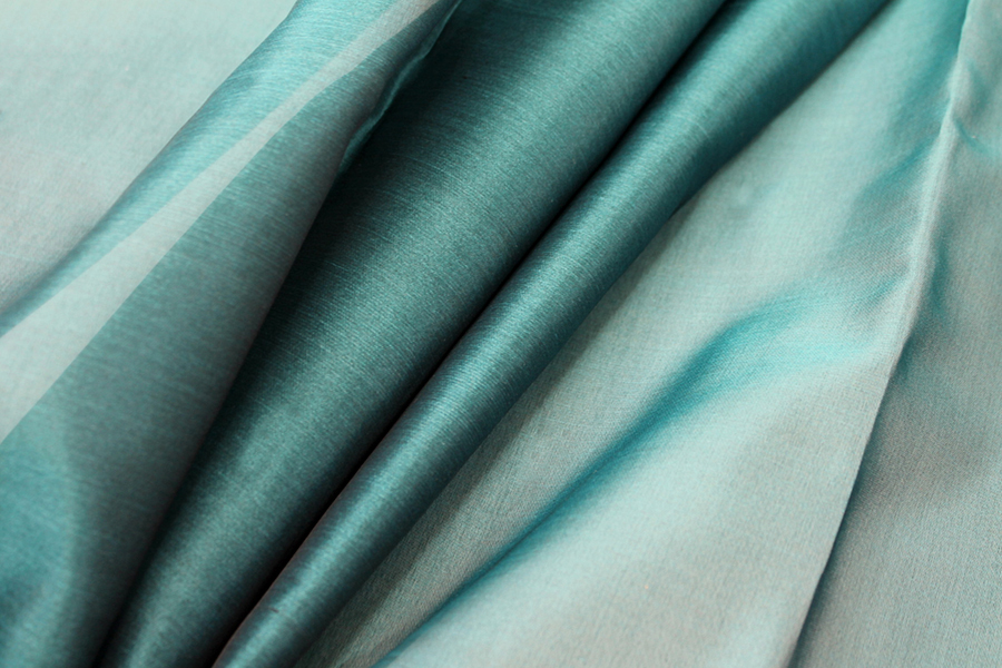 Satin Backed Silk Organza - Teal fabric, image 2 of 5