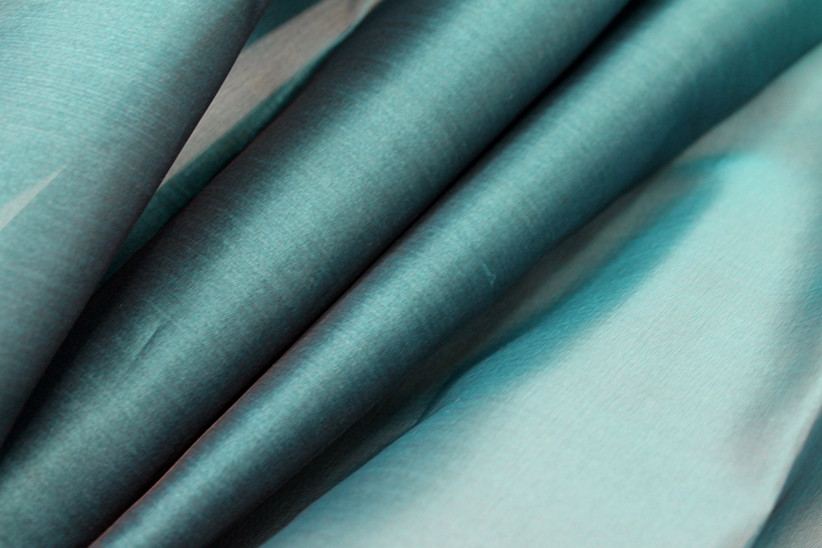 Satin Backed Silk Organza - Teal fabric