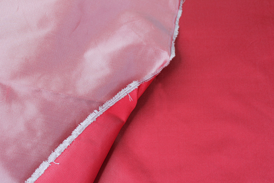 Two Tone Silk Duchesse Satin - Red/Grey fabric, image 4 of 5