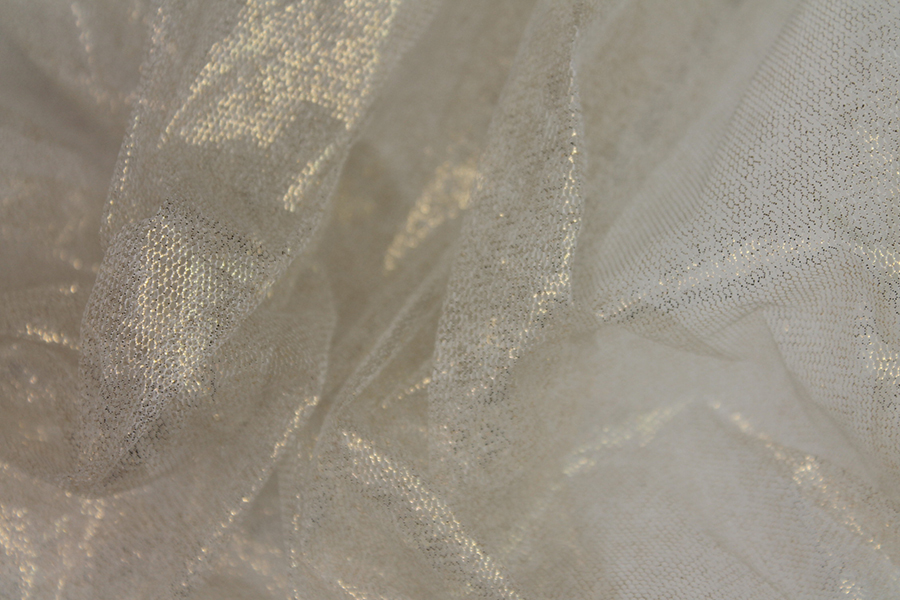 Foil Printed Silk Tulle - Gold on Ivory fabric, image 2 of 5