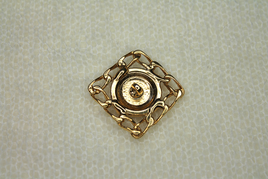 Square Metal Gold Chain Button with AB Rhinestones - Small, image 3 of 3