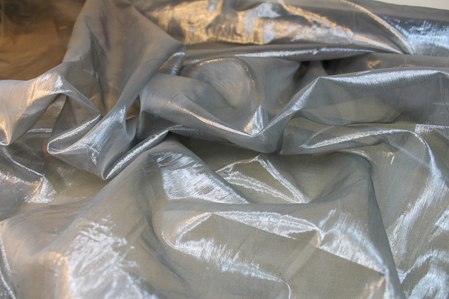 Poly Lurex Organza - Grey fabric