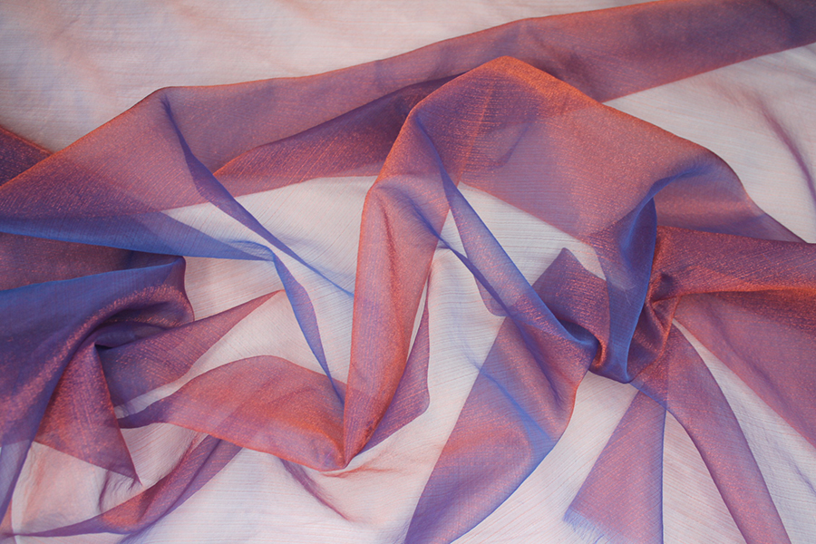 Two Tone Polyester Organza - Orange / Blue fabric, image 2 of 5