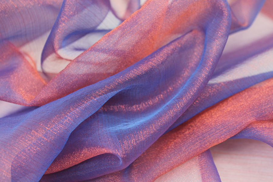 Two Tone Polyester Organza - Orange / Blue fabric, image 4 of 5