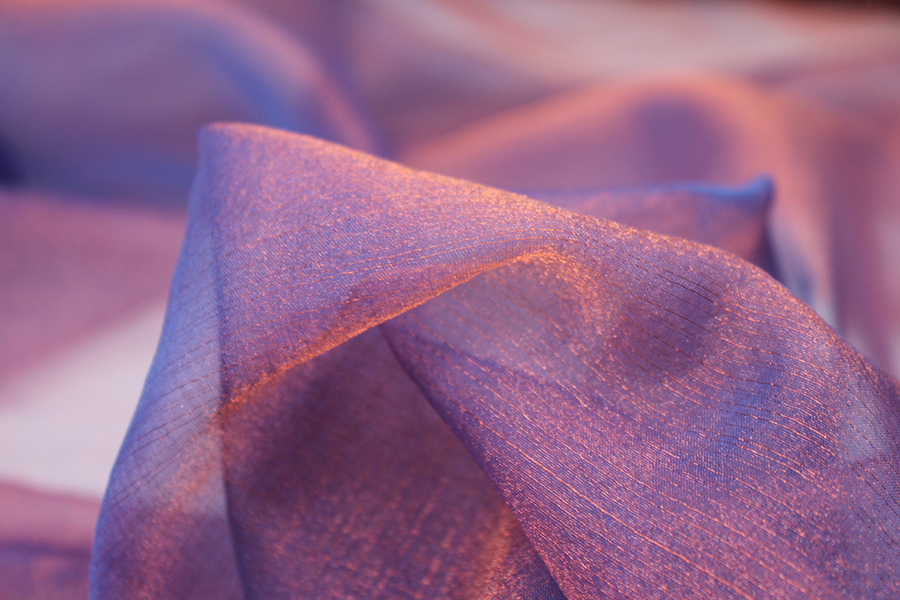 Two Tone Polyester Organza - Orange / Blue fabric, image 3 of 5