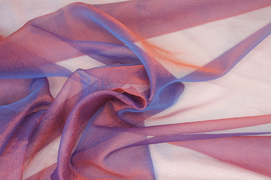 Two Tone Polyester Organza - Orange / Blue fabric, image 5 of 5