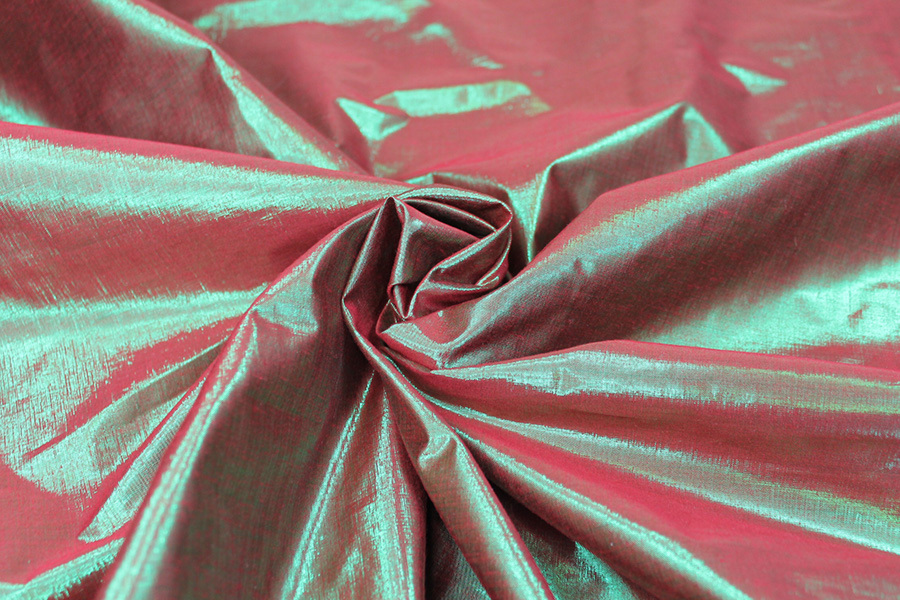 Metallic Dupion - Red shot Green fabric, image 3 of 6
