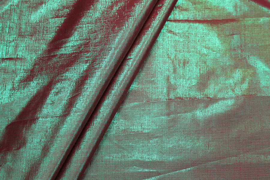 Metallic Dupion - Red shot Green fabric, image 2 of 6
