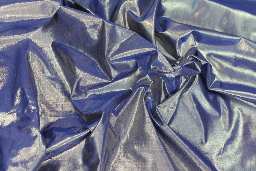 Metallic Dupion - Royal Blue shot Gold fabric, image 3 of 6