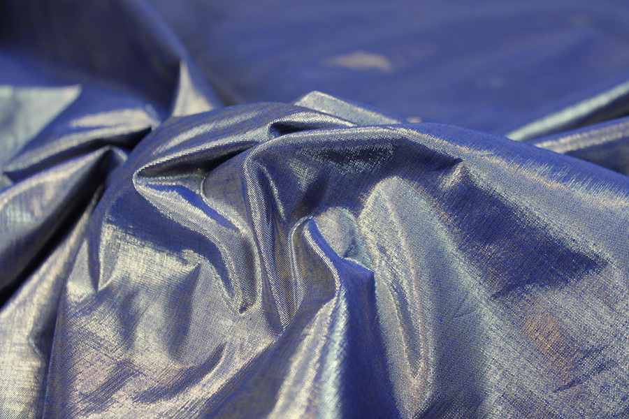 Metallic Dupion - Royal Blue shot Gold fabric