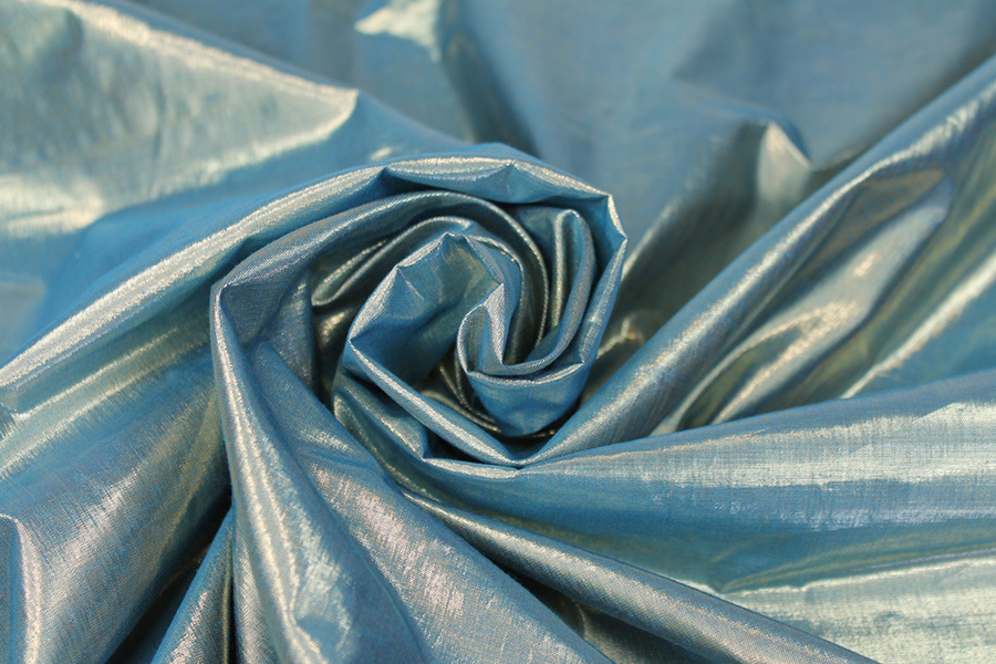 Metallic Dupion - Turquoise shot Gold fabric, image 6 of 6