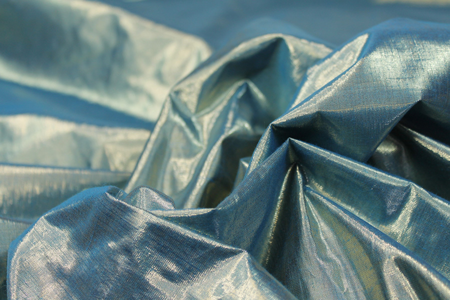 Metallic Dupion - Turquoise shot Gold fabric, image 3 of 6