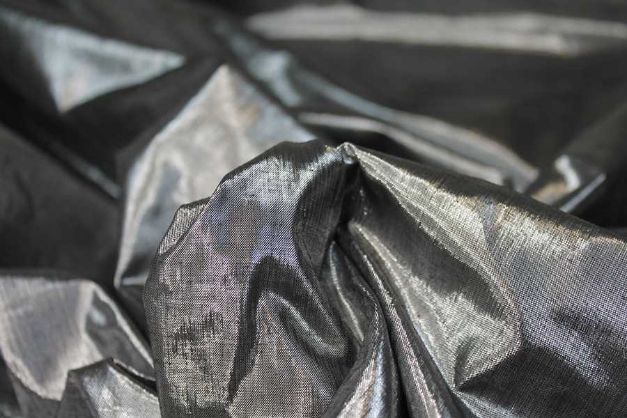Metallic Dupion - Silver/Black fabric, image 4 of 5