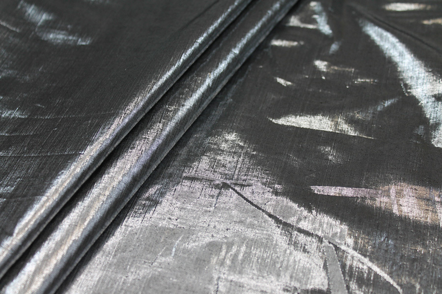 Metallic Dupion - Silver/Black fabric, image 2 of 5