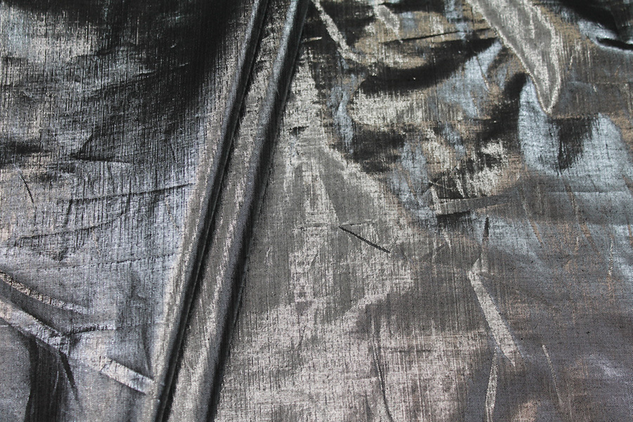 Metallic Dupion - Silver/Black fabric, image 5 of 5