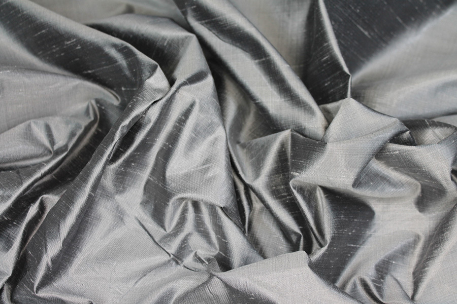 Metallic Dupion - Grey fabric, image 4 of 6