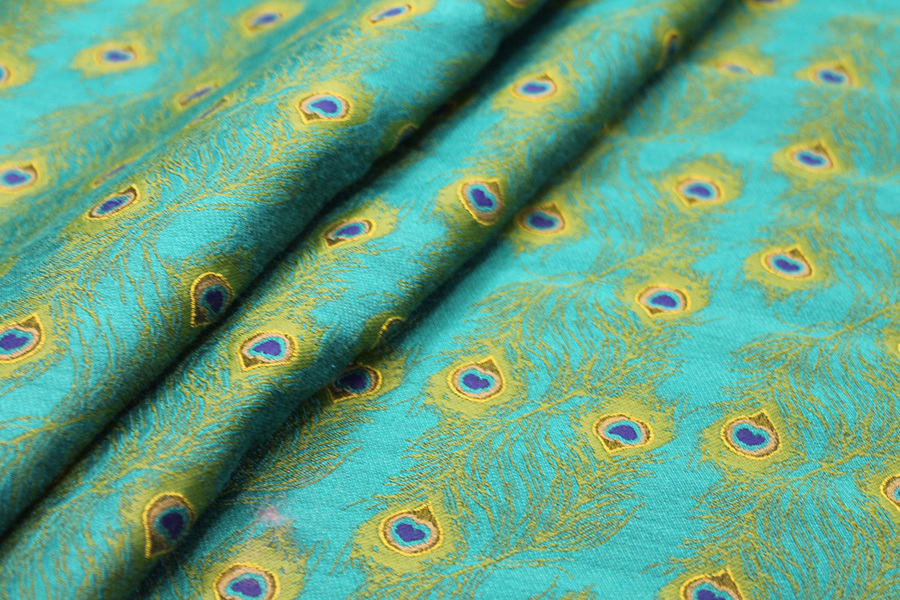 Peacock Feather Brocade - Greens fabric