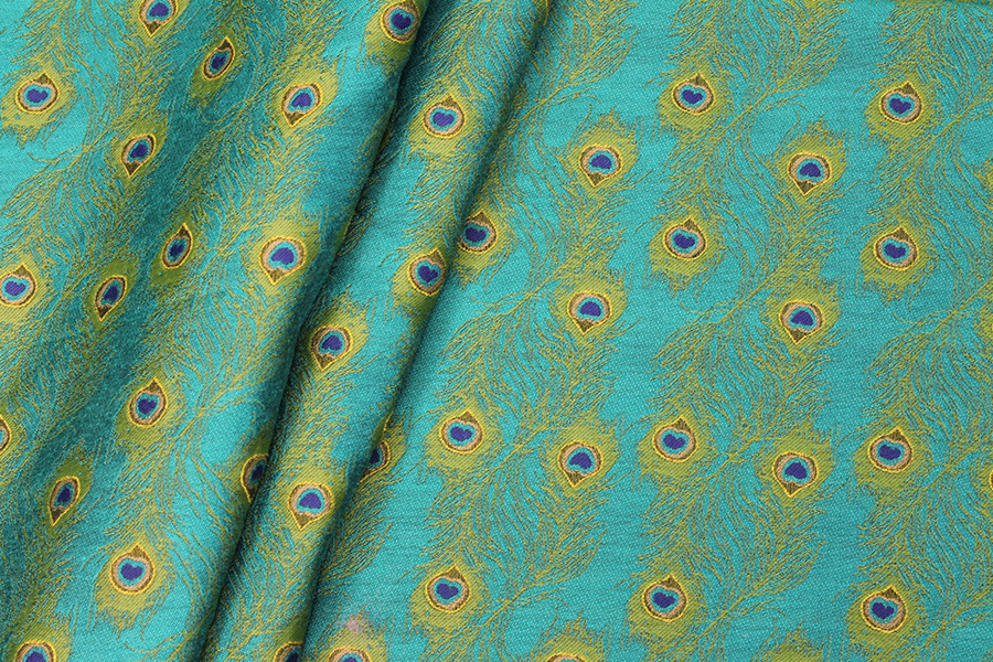 Peacock Feather Brocade - Greens fabric, image 3 of 6