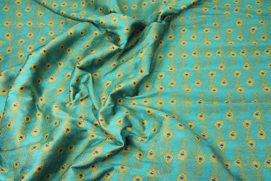 Peacock Feather Brocade - Greens fabric, image 5 of 6