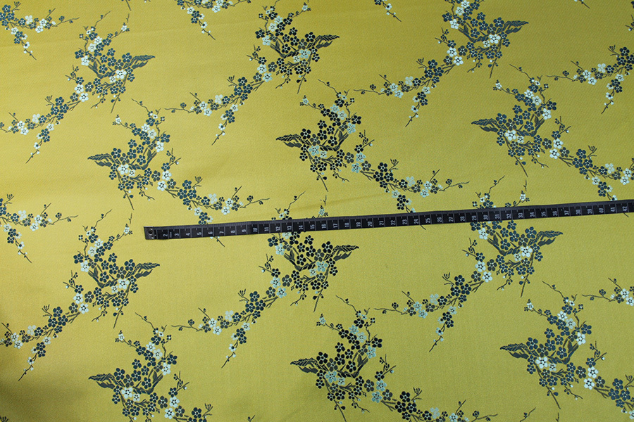Chinese Brocade - Yellow w/Green Cherry Blossom fabric, image 7 of 7