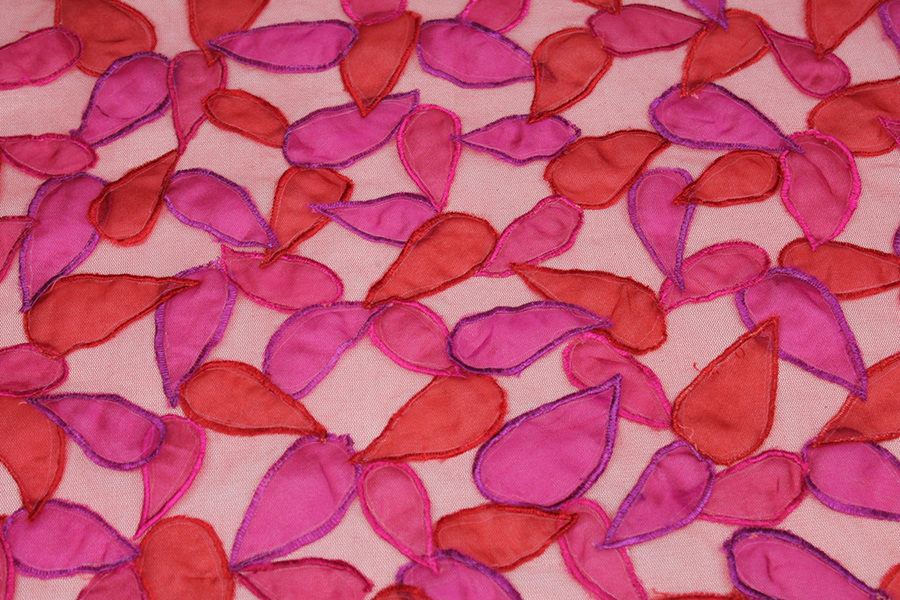 Organza Teardrop Applique on Tulle - Red / Pink fabric, image 2 of 7