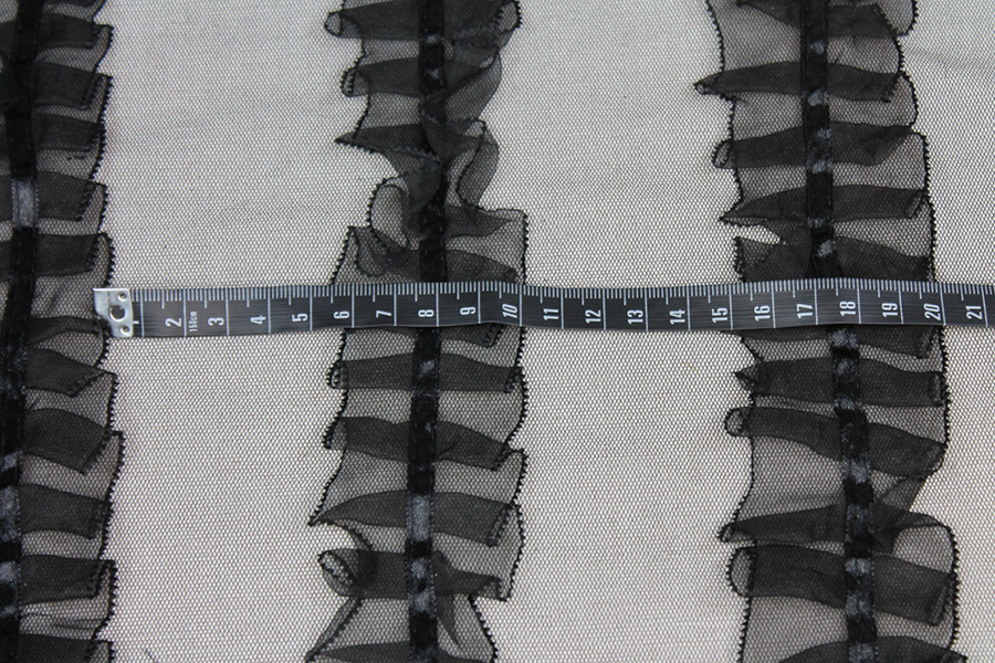 Black Organza Ribbon Frills on Tulle fabric, image 10 of 11