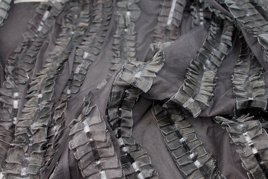 Black Organza Ribbon Frills on Tulle fabric, image 9 of 11