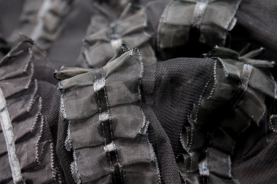 Black Organza Ribbon Frills on Tulle fabric, image 11 of 11