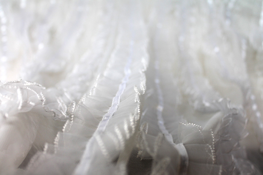 White Organza Ribbon Frills on Tulle fabric, image 5 of 9
