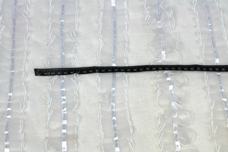 White Organza Ribbon Frills on Tulle fabric, image 6 of 9