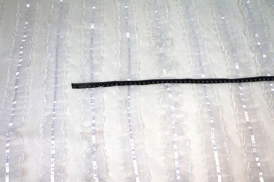 White Organza Ribbon Frills on Tulle fabric, image 3 of 9