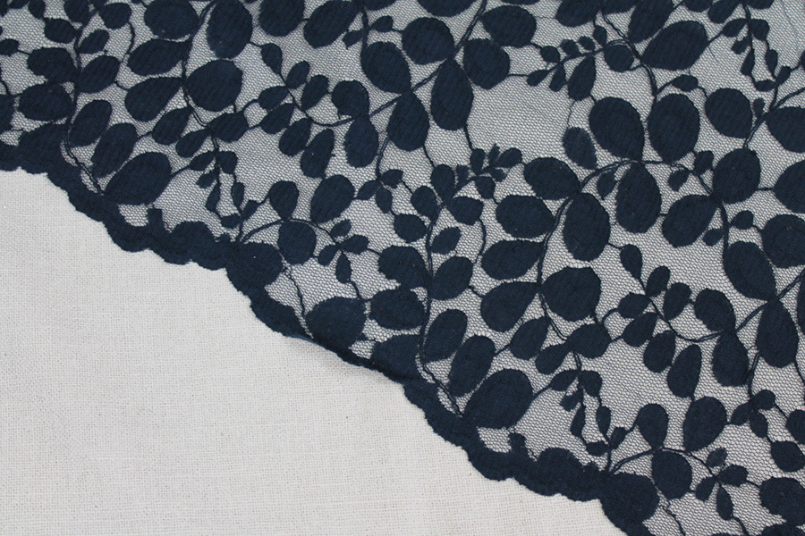 Leaf Pattern Lace - French Navy fabric, image 2 of 7