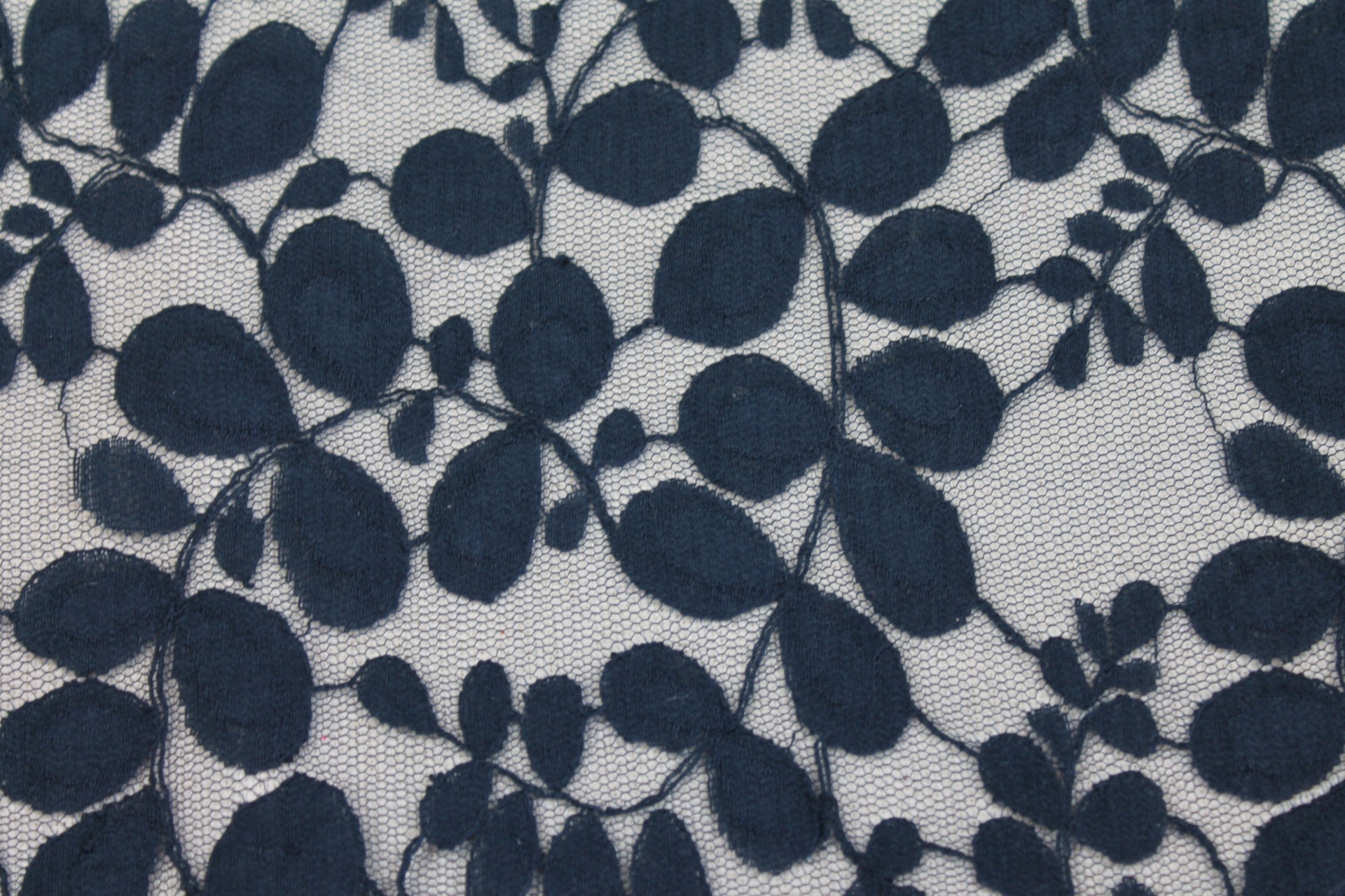 Leaf Pattern Lace - French Navy fabric, image 5 of 7