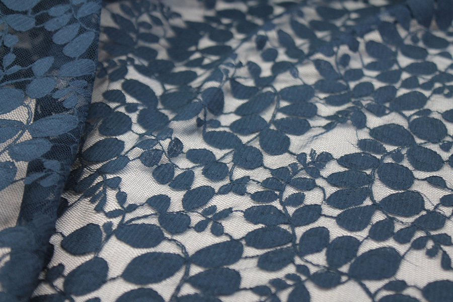 Leaf Pattern Lace - French Navy fabric, image 6 of 7