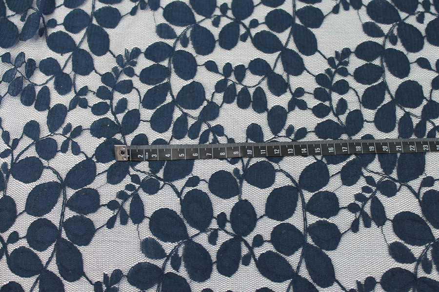 Leaf Pattern Lace - French Navy fabric, image 7 of 7
