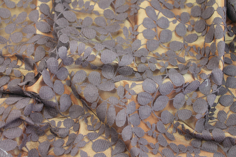 Leaf Pattern Lace - Brown fabric, image 6 of 6