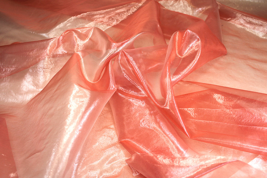 Poly Lurex Organza - Coral fabric, image 2 of 6