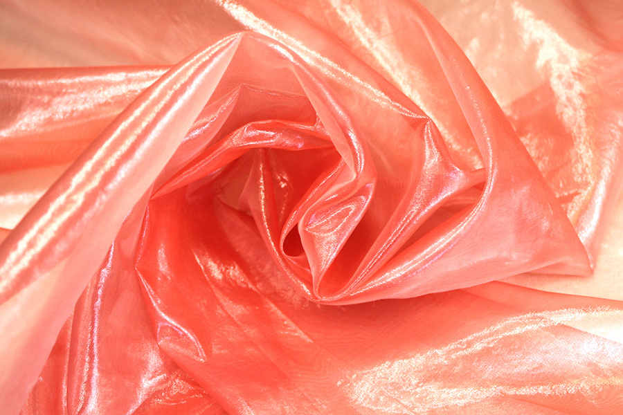 Poly Lurex Organza - Coral fabric