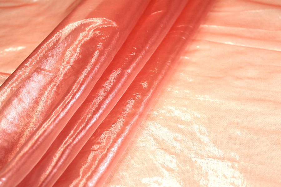 Poly Lurex Organza - Coral fabric, image 6 of 6
